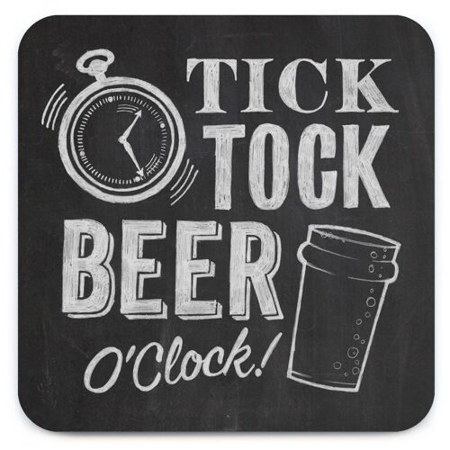 Chalk Tick Tock Beer Oclock Coaster