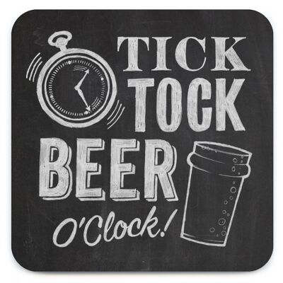 Chalk Tick Tock Beer Oclock Coaster