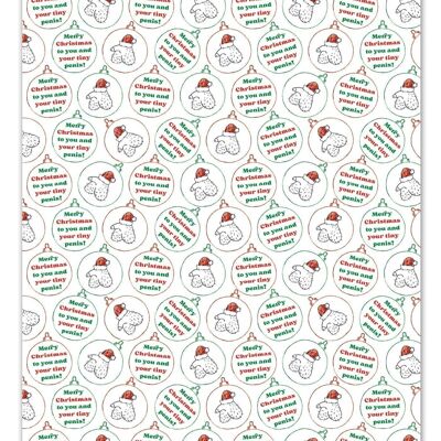 Christmas Tiny Penis Rude Gift Wrap **Pack of 2 Sheets Folded**