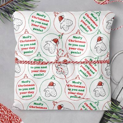 Confezione regalo natalizia con piccolo pene rude **Confezione da 2 fogli piegati**