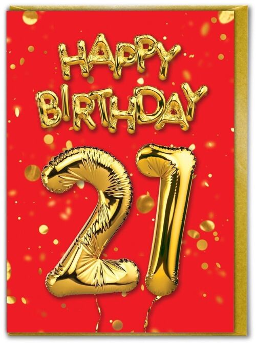 21st Birthday Balloon Card Red