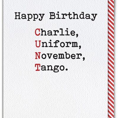 Tarjeta de cumpleaños divertida del uniforme de Charlie
