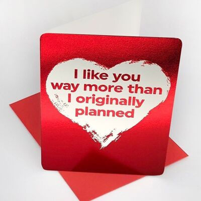 Like You More Than Planned Funny Valentines Small Card