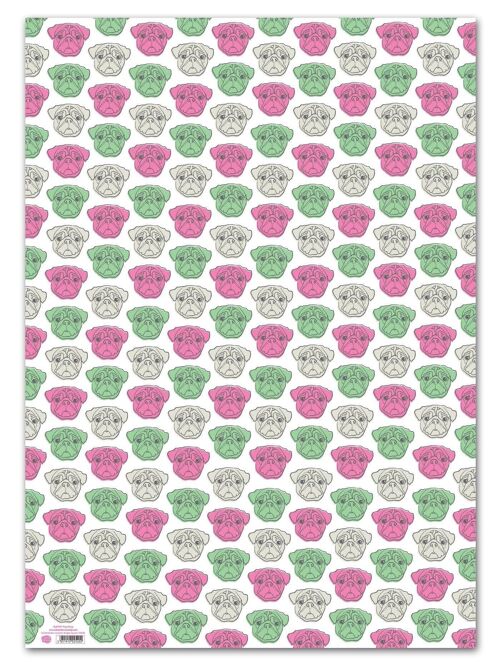 Pug Gift Wrap **Pack of 2 Sheets Folded**