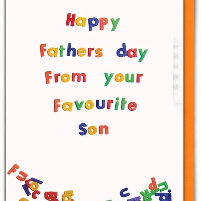 Tarjeta divertida del hijo favorito del día del padre