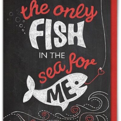Tarjeta de San Valentín divertida sólo peces en el mar