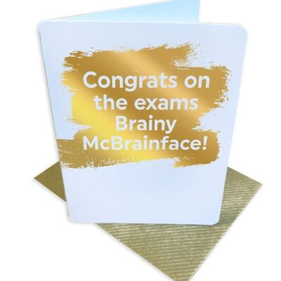 Exams Brainy McBrainface Funny Exams Congratulations Small Card