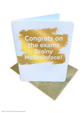 Examens Brainy McBrainface Examens drôles Félicitations Petite carte 1