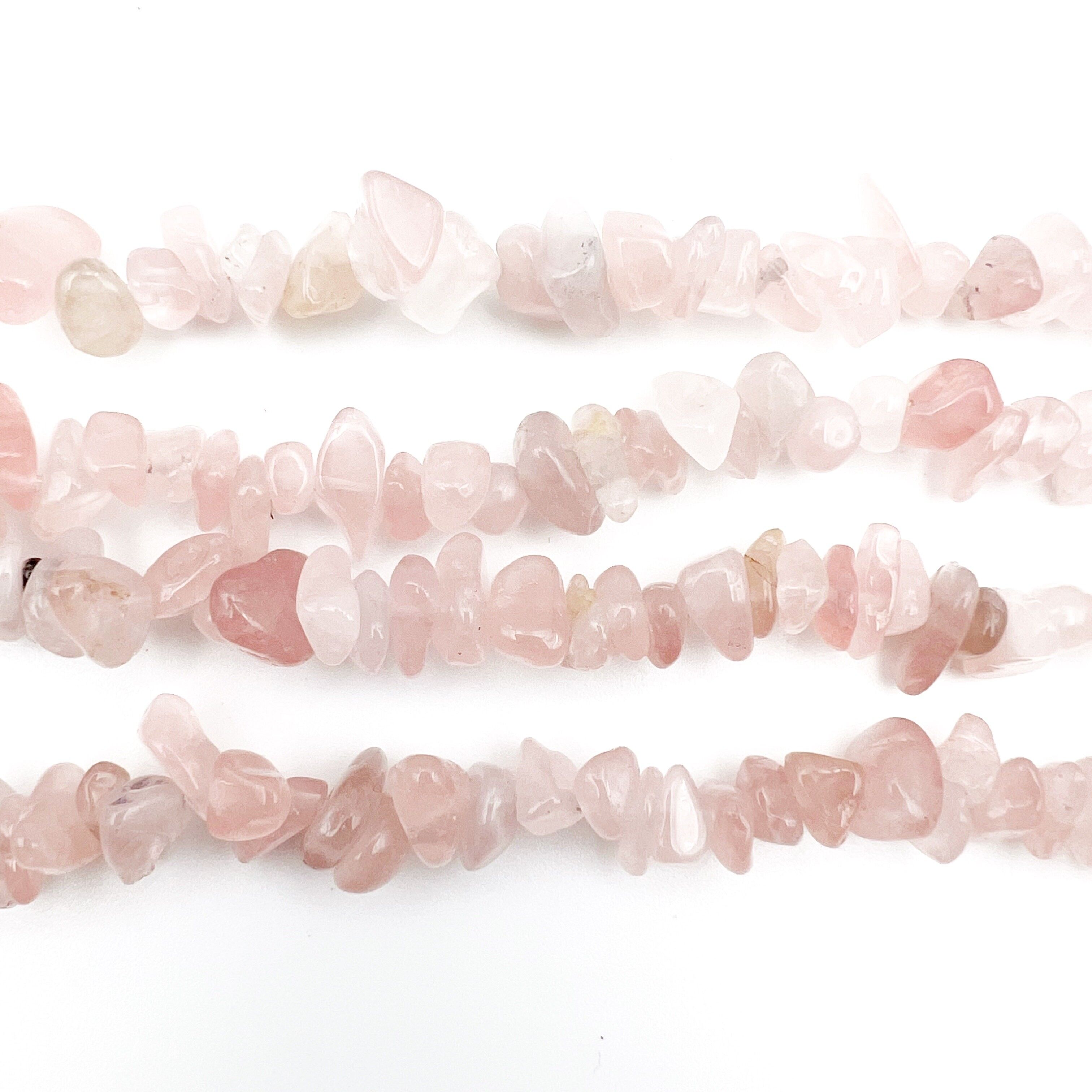 Row of rose quartz chips/baroque