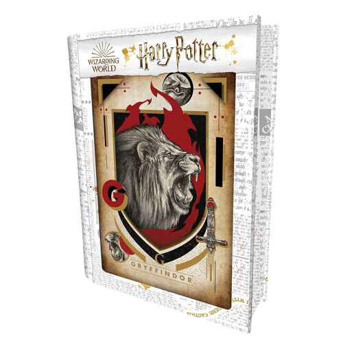 Puzzle-libro de lata lenticular con tamaño 46x31cm Licencia Harry Potter escudo Gryffindor, de 300 piezas.