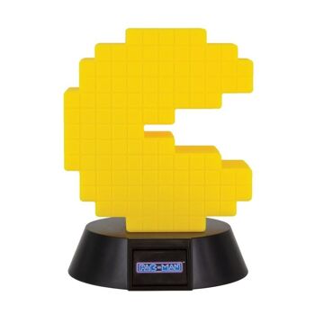 Mini Lampe Icône Licence Pac-Man design classique. Il fournit une lumière douce adaptée à une utilisation comme veilleuse. Fonctionne avec 2 piles AAA (non incluses).