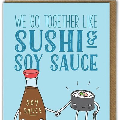 Carte d'anniversaire drôle de sushi et de sauce de soja