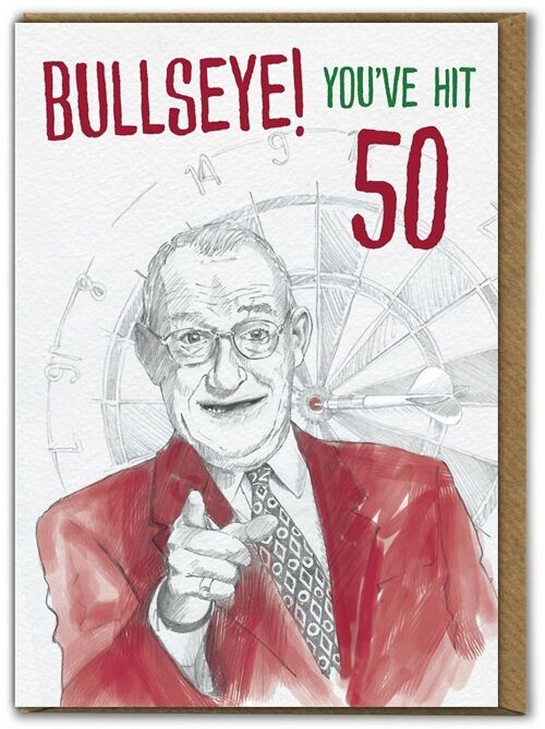 Bullseye 50 Funny 50th Birthday Card