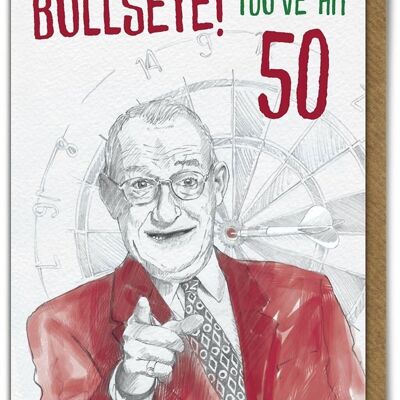 Tarjeta de 50 cumpleaños divertida de Bullseye 50