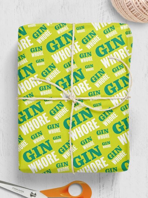Gin Whore Rude Wrap **Flat Packed in pack of 25 sheets**