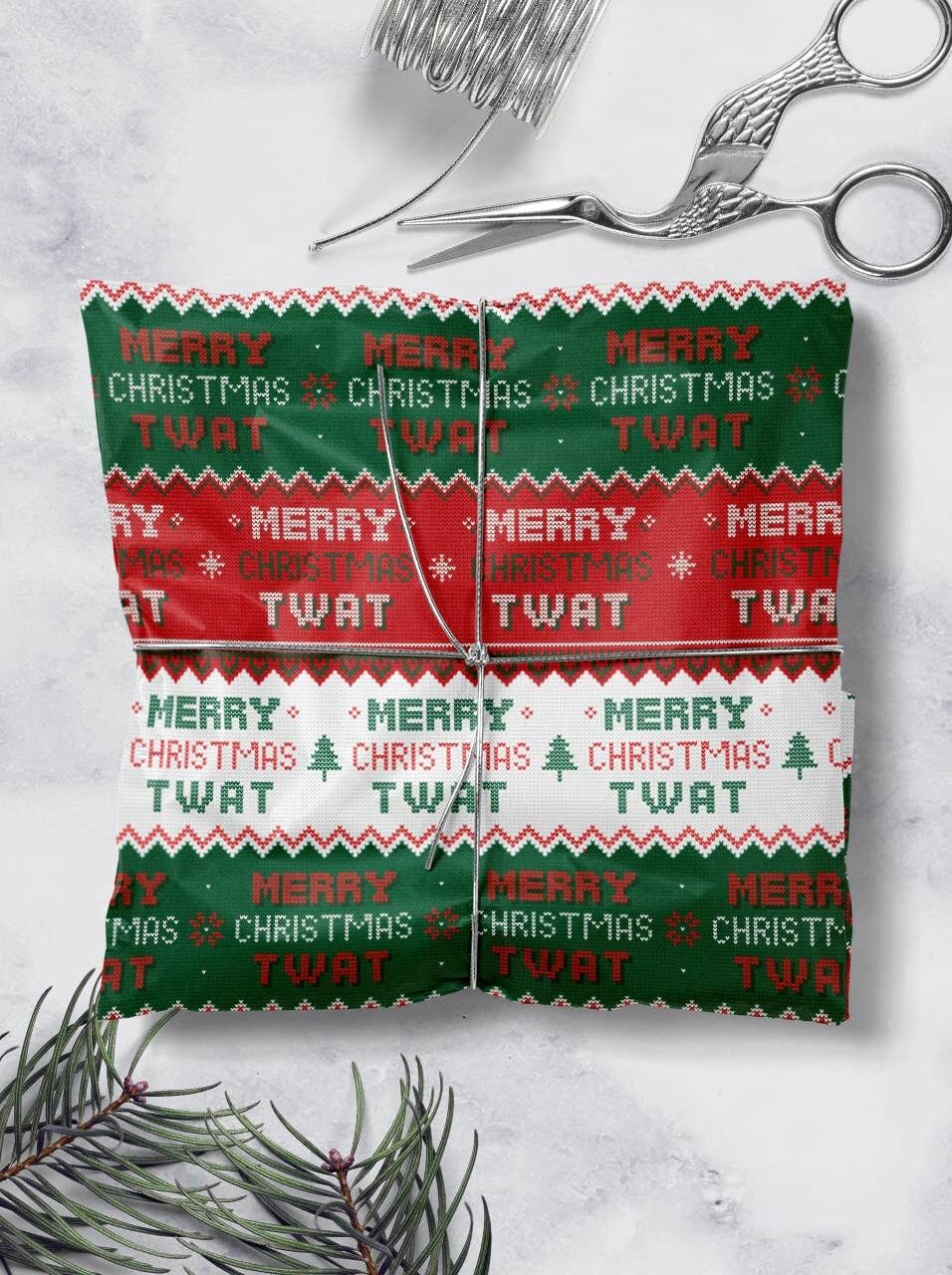 Frohe Weihnachten Twat Rude Geschenkpapier **Packung mit 2 Blättern gefaltet**