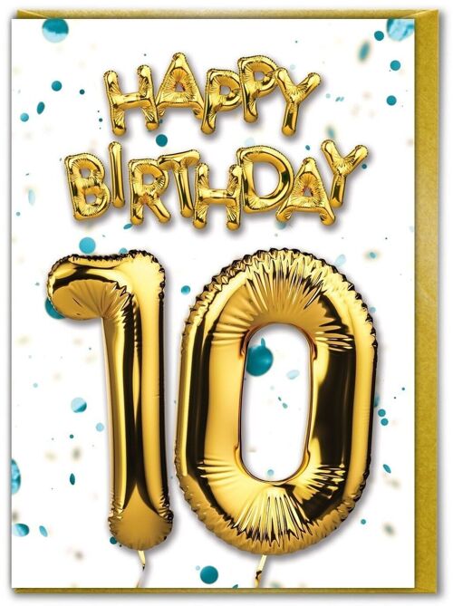 10 Balloon blue - 10th Birthday Card