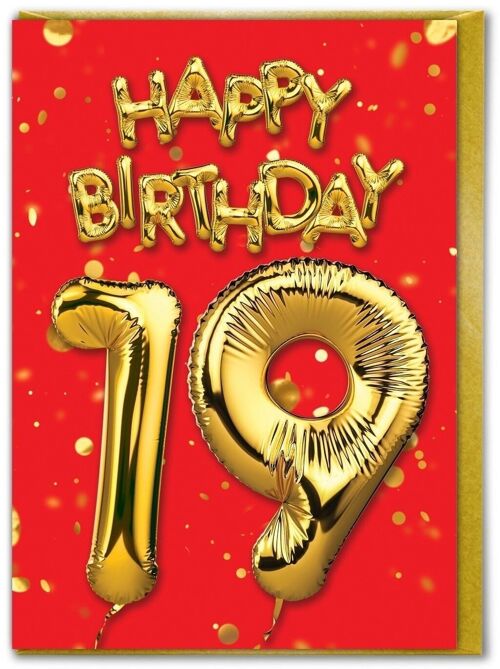 19th Birthday Card - 19 Red by Brainbox Candy