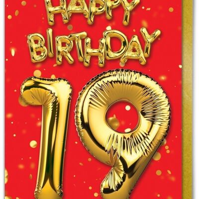 19th Birthday Card - 19 Red by Brainbox Candy