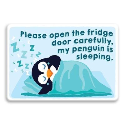 Imán de pingüino durmiendo