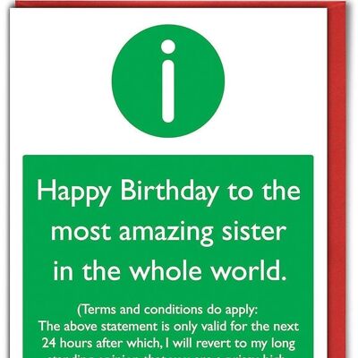 Sister T & C's Funny Sister Card