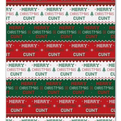 Merry Christmas Cunt Rude Gift Wrap **Pack of 2 Sheets Folded**