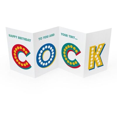 Funny Concertina Card - Tiny Cock