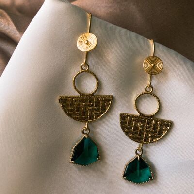 PENDIENTES LOVE - verde esmeralda