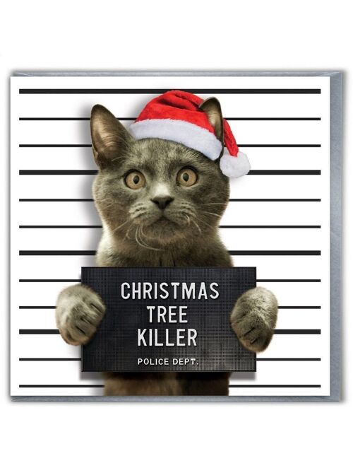 Funny Christmas Card - Tree Killer Cat