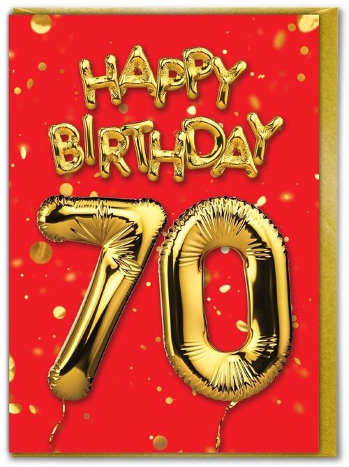 70th Birthday Balloon Card Red