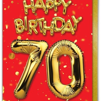 70th Birthday Balloon Card Red