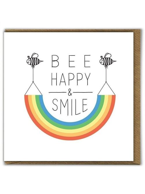 Bee Happy & Smile Cute Birthday Card