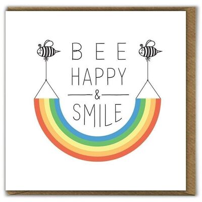 Bee Happy & Smile Cute Birthday Card