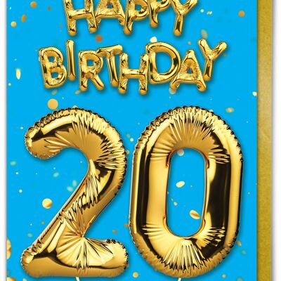 Tarjeta de cumpleaños número 20 - 20 azul por Brainbox Candy