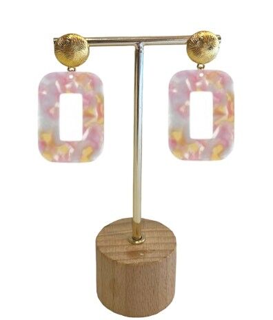 ACETAT-OHRRINGE - Rosa Quadrat