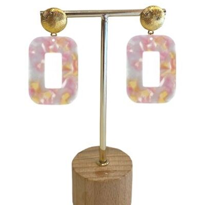 ACETATE EARRINGS - Pink Square