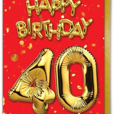 40th Birthday Balloon Card Red