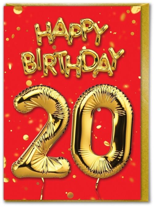 20th Birthday Card - 20 Red by Brainbox Candy