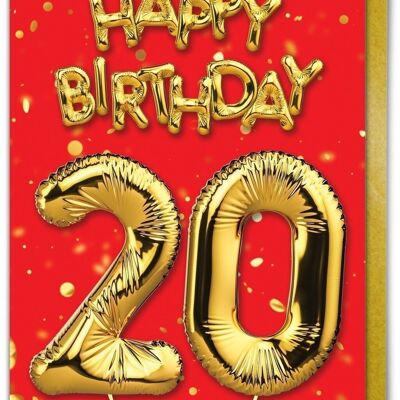 20th Birthday Card - 20 Red by Brainbox Candy