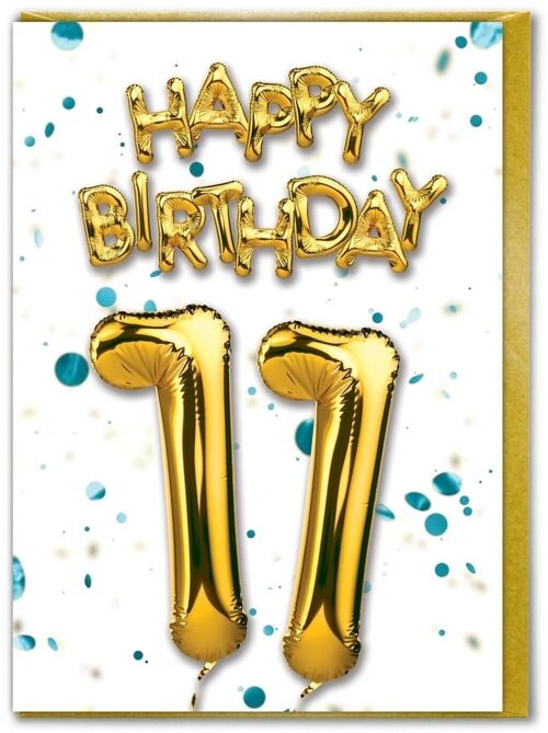 11th Birthday Card - 11 Balloon Blue by Brainbox Candy