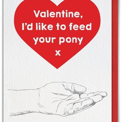 Feed Pony Valentines Tarjeta divertida de San Valentín