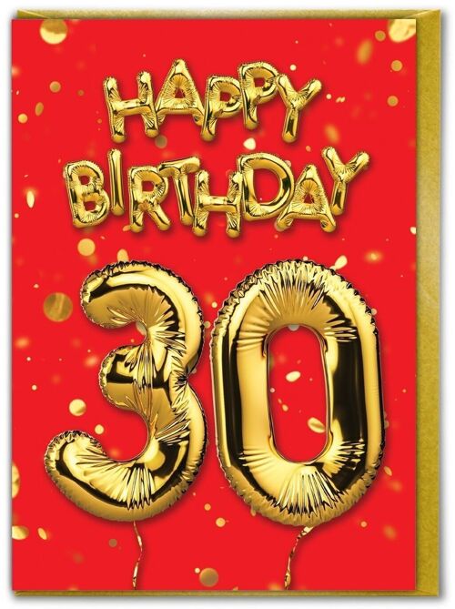 30th Birthday Balloon Card Red