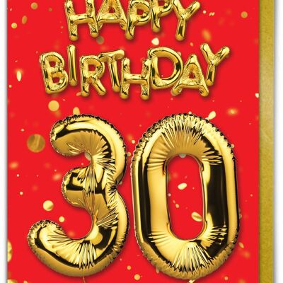 Tarjeta Globo 30 Cumpleaños Rojo
