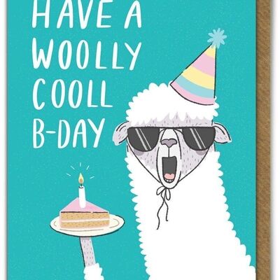 Biglietto di compleanno divertente Woolly Cooll B Day