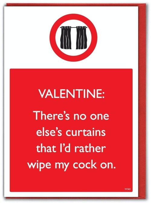 Funny Valentines Card - Cock Curtains