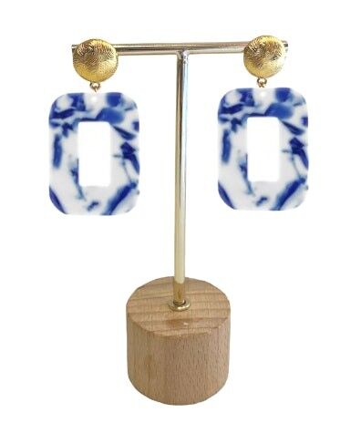 OHRRINGE AUS ACETAT - Blaues Quadrat