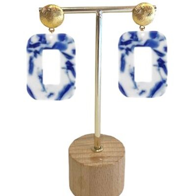 ACETATE EARRINGS - Blue Square