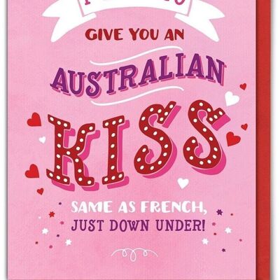 Australian Kiss Funny Valentines Card