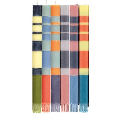 Mixed Set Variable Striped Eco Dinner Candles, 6 per pack