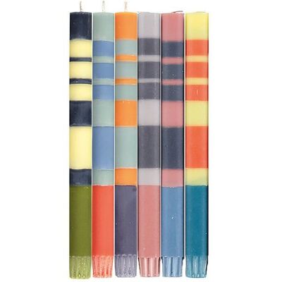 Mixed Set Variable Striped Eco Dinner Candles, 6 per pack